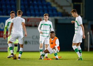 03.10.2016   Celtic v Hearts, SPFL Development League  .............   KARAMOKO KADER DEMBELE WARMS UP AT HALF TIME